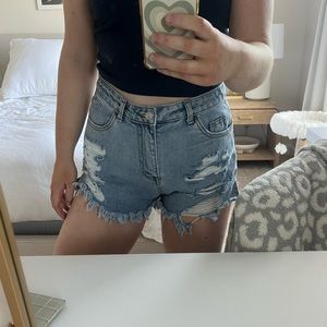 SHEIN high wasted distressed shorts